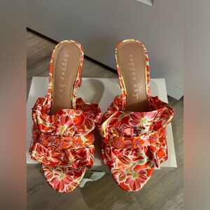 Copper key floral mule.